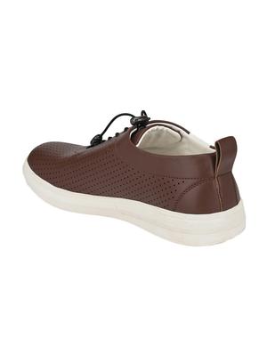 brown leatherette lace up sneakers - 16801923 - Standard Image - 2