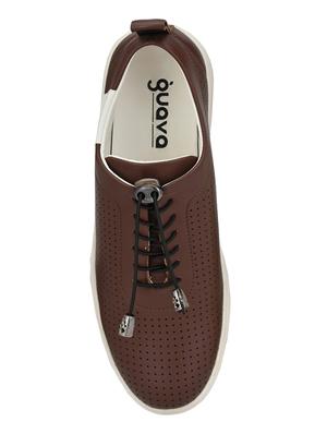 brown leatherette lace up sneakers - 16801923 - Standard Image - 3