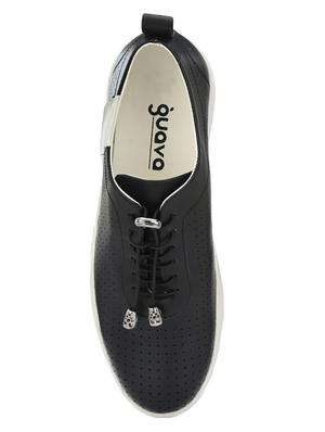 black leatherette lace up sneakers - 16801926 - Standard Image - 3