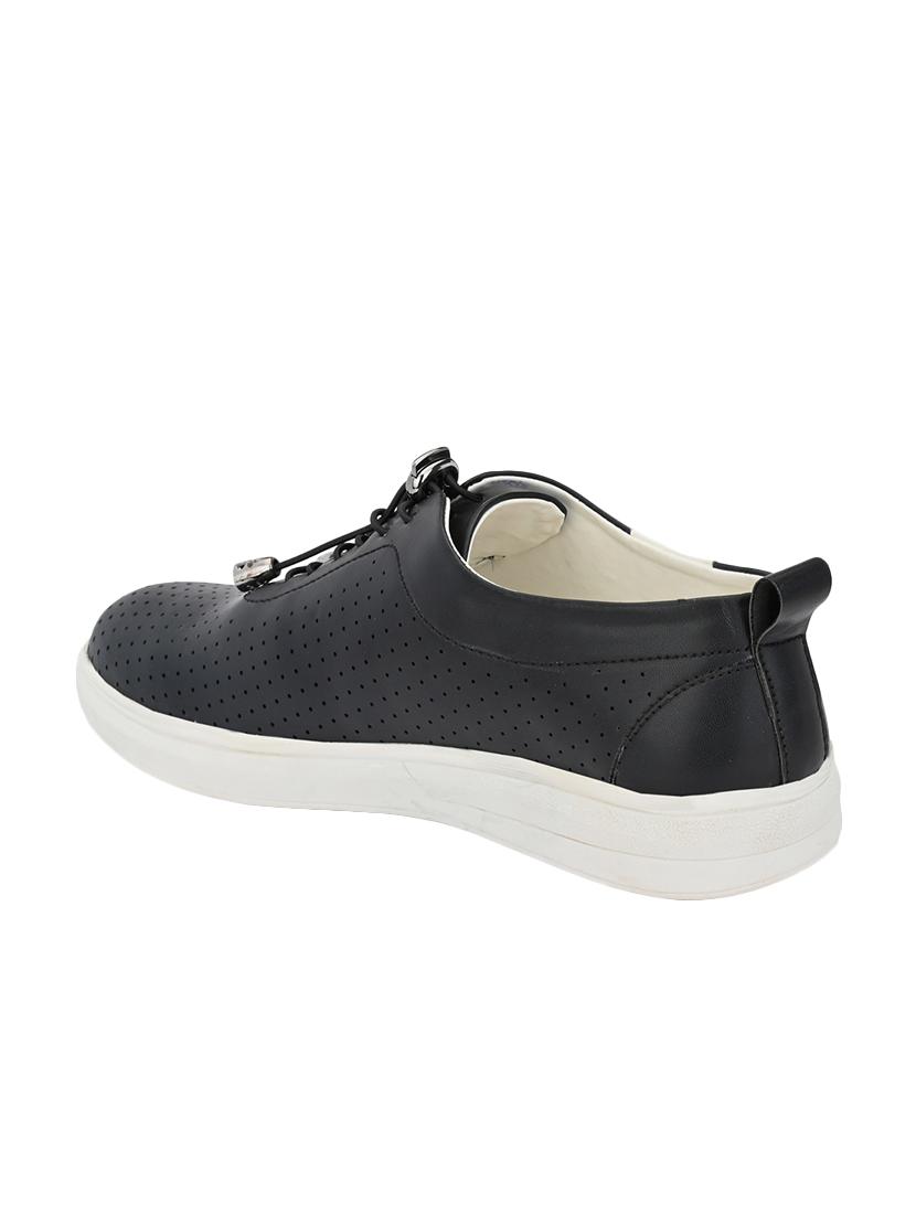 black leatherette lace up sneakers - 16801926 - Zoom Image - 2