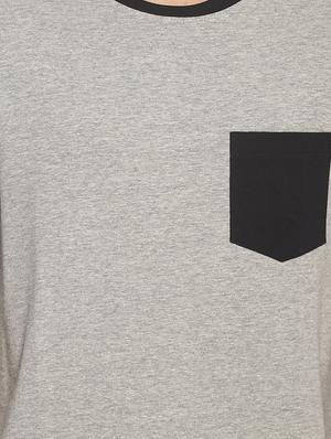grey solid pocket t-shirt - 16802148 - Standard Image - 5