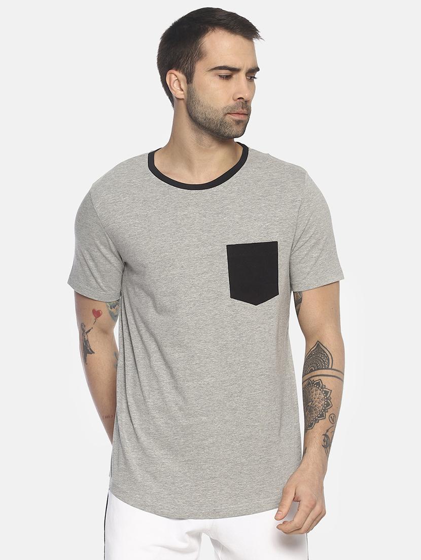 grey solid pocket t-shirt - 16802148 - Zoom Image - 1