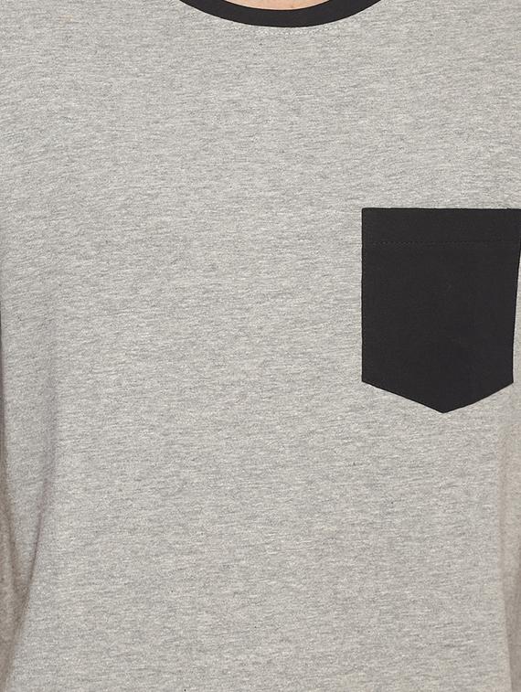 grey solid pocket t-shirt - 16802148 - Zoom Image - 5