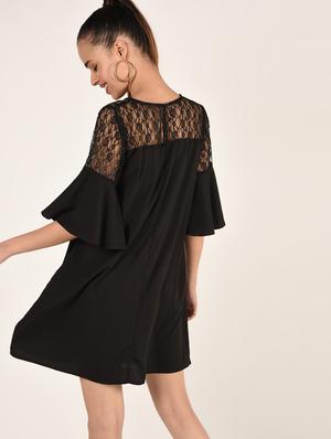 lace panel bell sleeves shift dress - 16802299 - Standard Image - 3