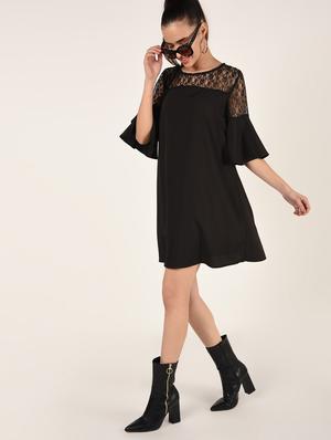 lace panel bell sleeves shift dress - 16802299 - Standard Image - 4