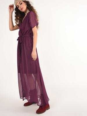 tie front sheer flared maxi dress - 16802303 - Standard Image - 2