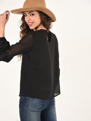 lantern sleeved choker neck top - 16802313 - Standard Image - 3