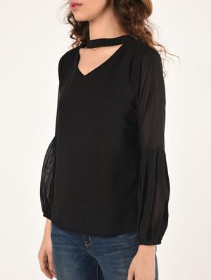 lantern sleeved choker neck top - 16802313 - Standard Image - 5