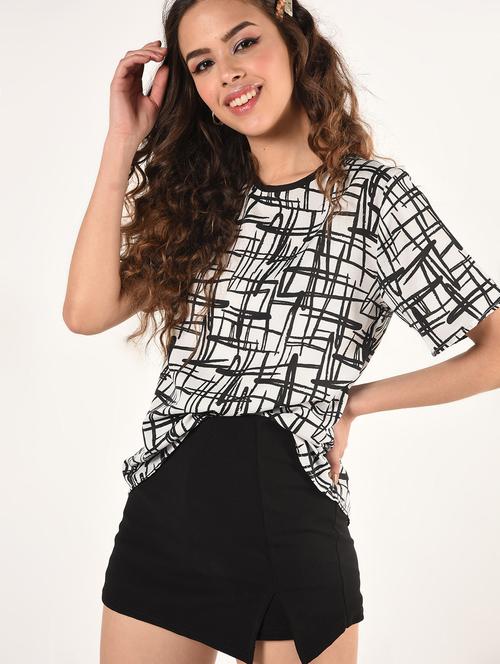 round neck abstract top - 16802336 - Standard Image - 1