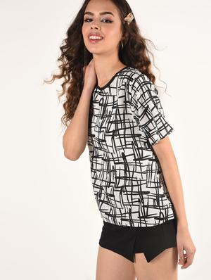 round neck abstract top - 16802336 - Standard Image - 2