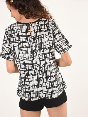 round neck abstract top - 16802336 - Standard Image - 3