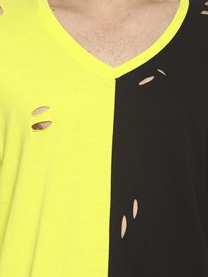 black color block ripped t-shirt - 16803078 - Standard Image - 5