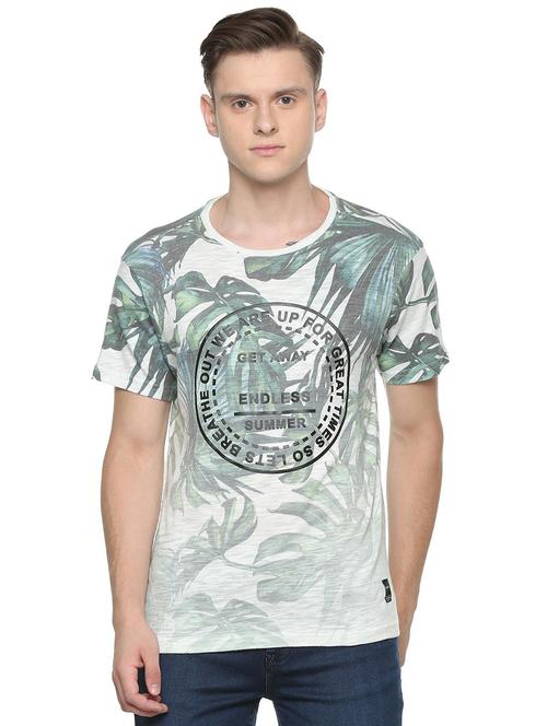 grey tropical print t-shirt - 16804193 - Standard Image - 1
