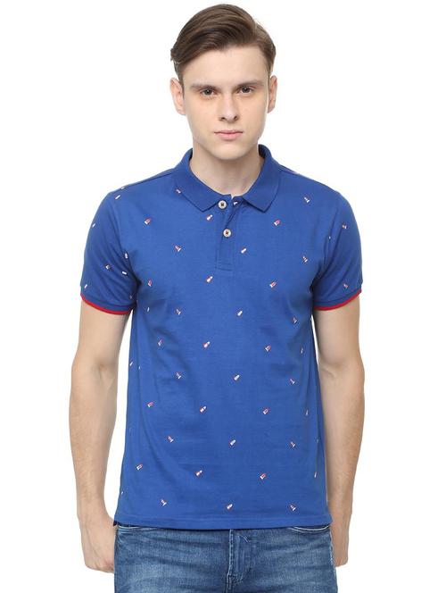 blue printed polo t-shirt - 16804199 - Standard Image - 1