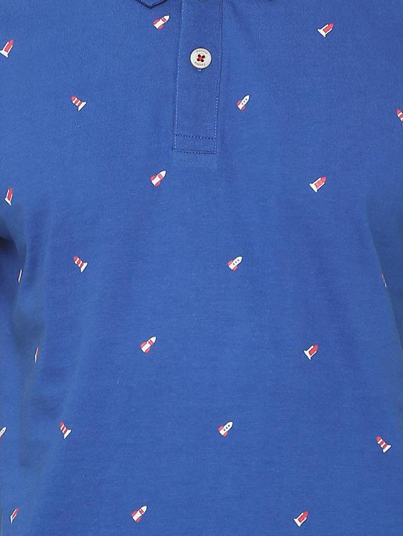 blue printed polo t-shirt - 16804199 - Zoom Image - 4