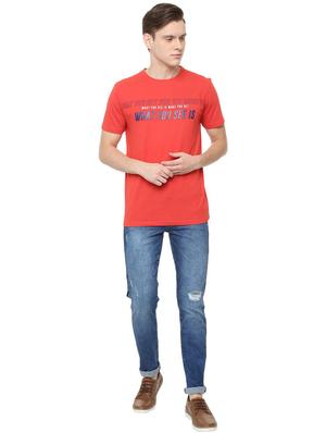 red typographic chest printed t-shirt - 16804200 - Standard Image - 3