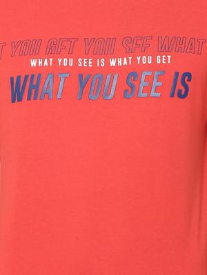 red typographic chest printed t-shirt - 16804200 - Standard Image - 4