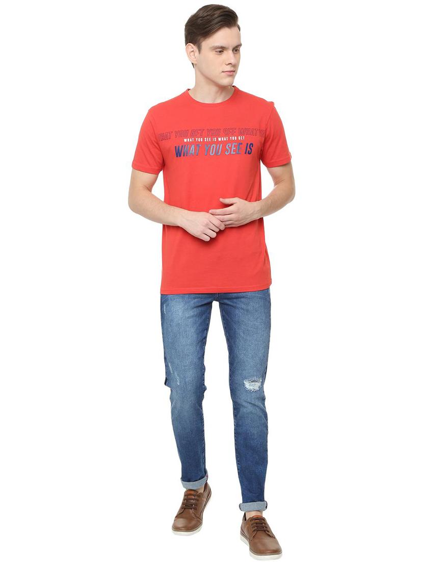 red typographic chest printed t-shirt - 16804200 - Zoom Image - 3