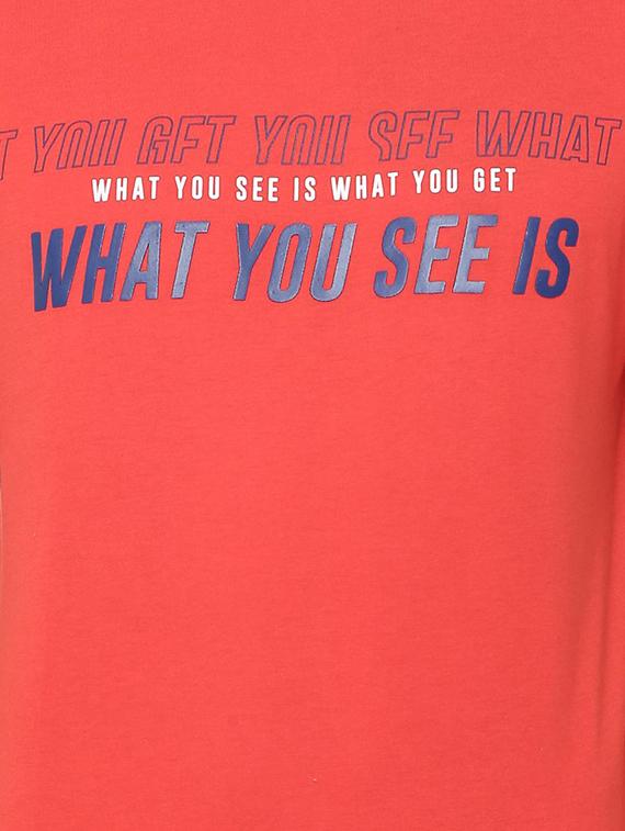 red typographic chest printed t-shirt - 16804200 - Zoom Image - 4