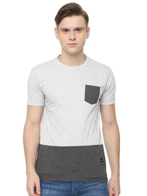 grey color block t-shirt - 16804205 - Standard Image - 1