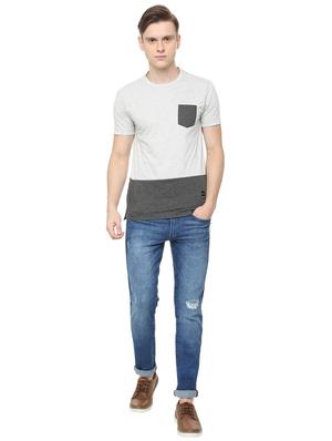 grey color block t-shirt - 16804205 - Standard Image - 3