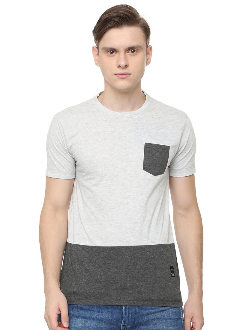 grey color block t-shirt - 16804205 - Zoom Image - 1
