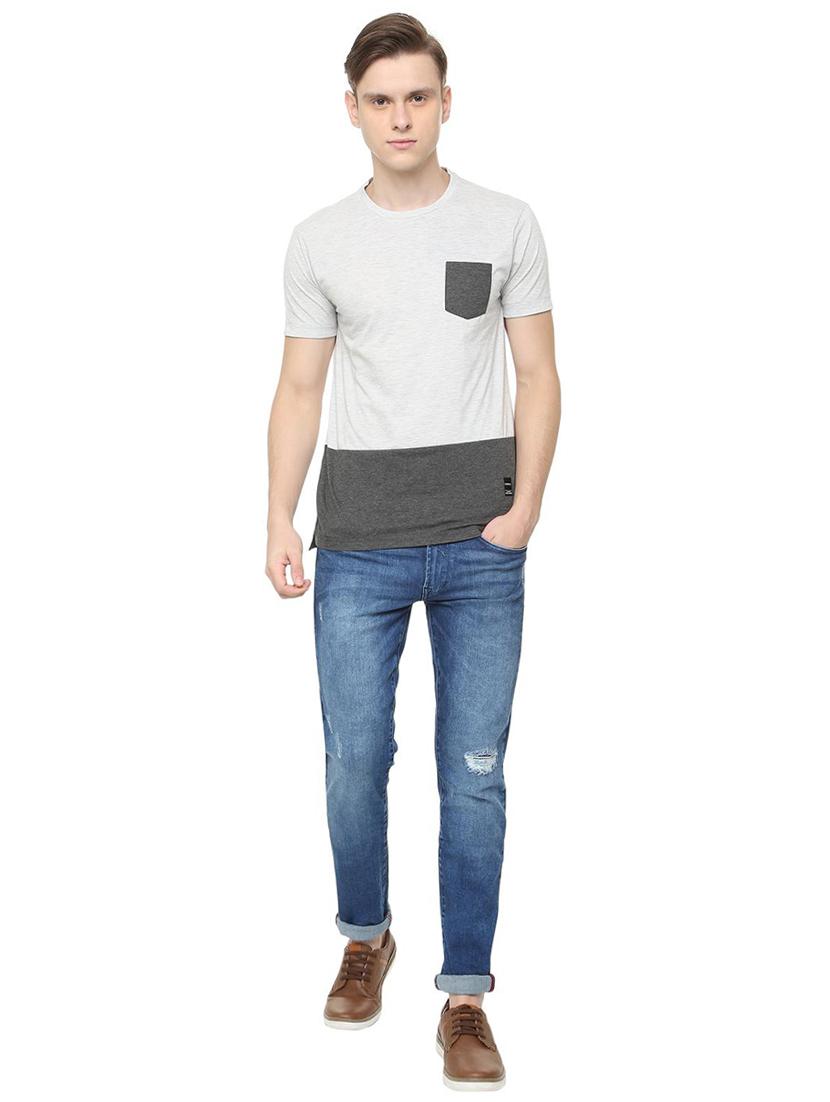 grey color block t-shirt - 16804205 - Zoom Image - 3