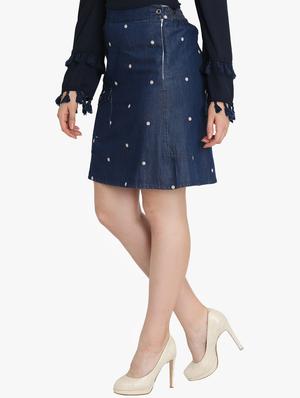 high rise embroidered a-line skirt - 16804589 - Standard Image - 2