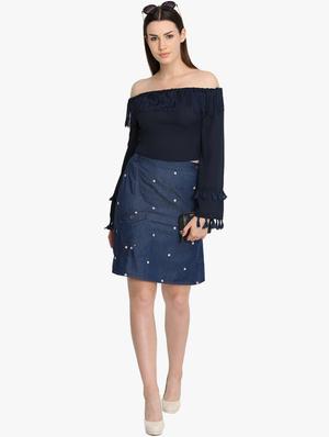 high rise embroidered a-line skirt - 16804589 - Standard Image - 4