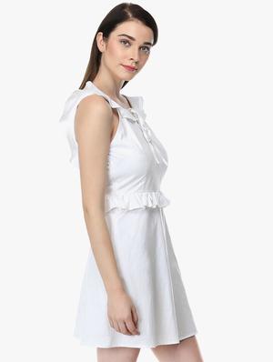 tie up neck low cut back a-line dress - 16804614 - Standard Image - 2