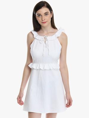 tie up neck low cut back a-line dress - 16804614 - Standard Image - 4