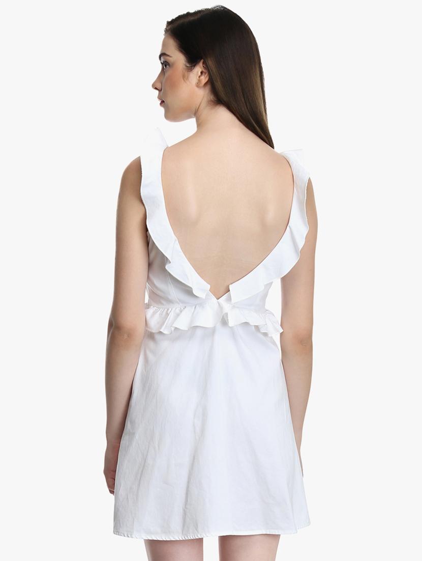 tie up neck low cut back a-line dress - 16804614 - Zoom Image - 3