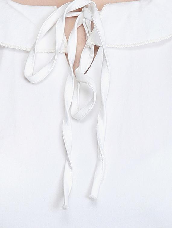 tie up neck low cut back a-line dress - 16804614 - Zoom Image - 5