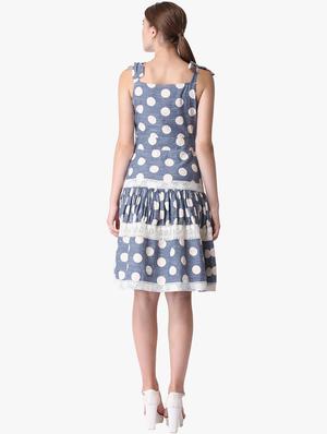 lace insert polka dot a-line dress - 16804616 - Standard Image - 3