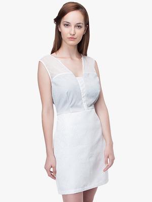 sheer back pleat detail sheath dress - 16804622 - Standard Image - 2