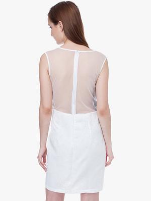 sheer back pleat detail sheath dress - 16804622 - Standard Image - 3