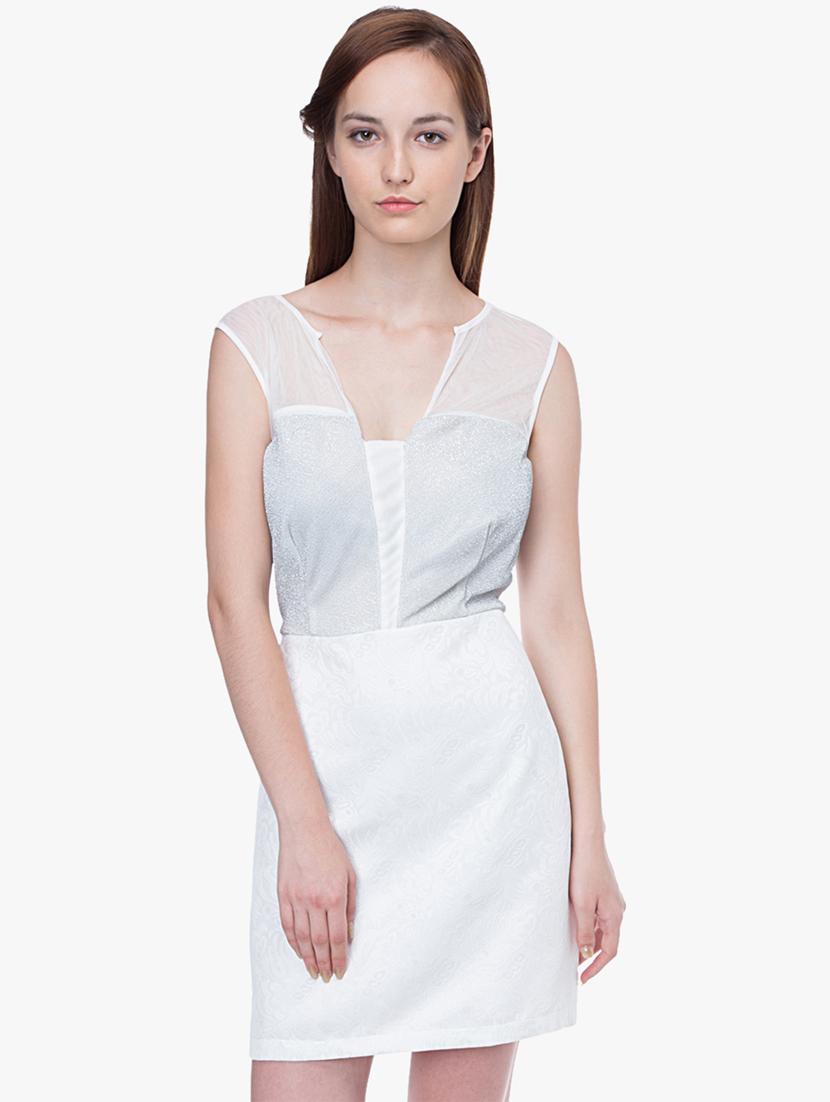 sheer back pleat detail sheath dress - 16804622 - Zoom Image - 1