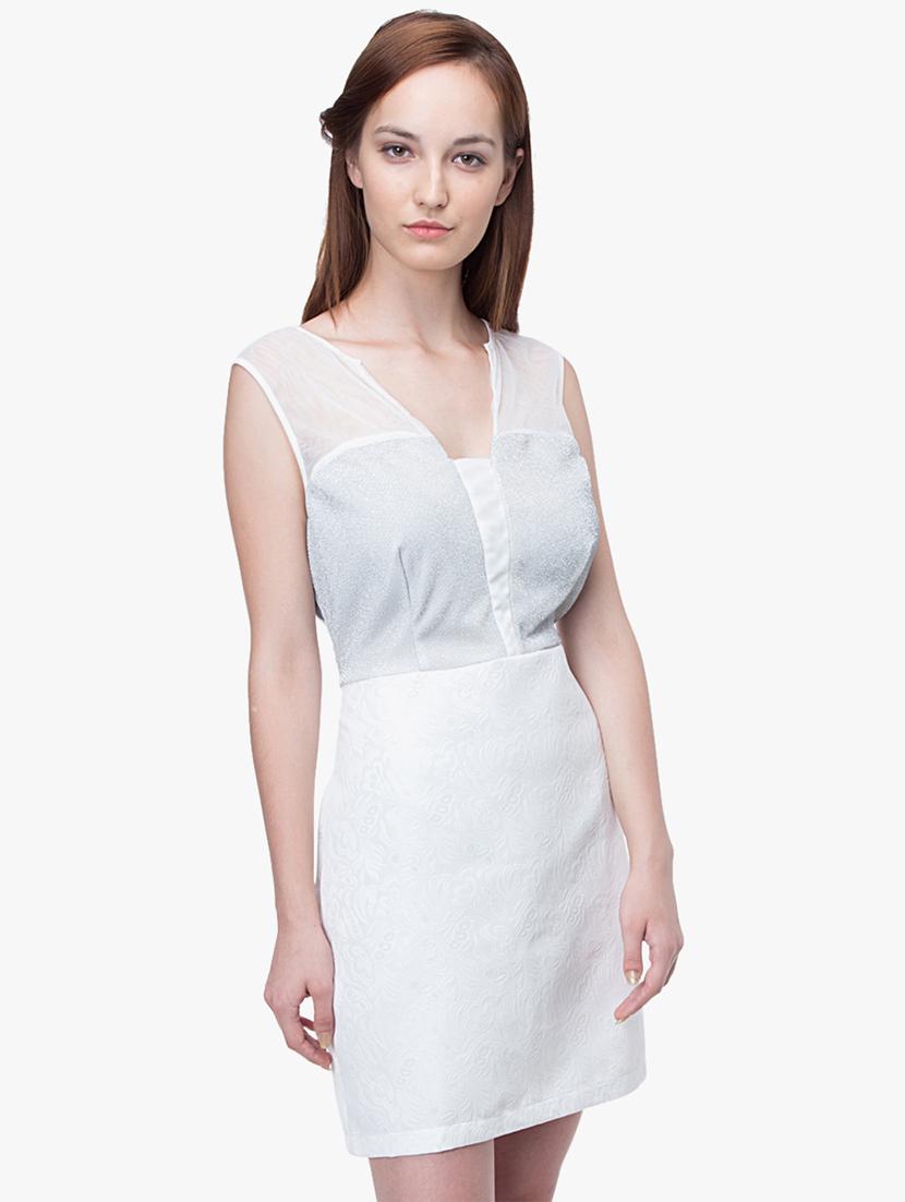 sheer back pleat detail sheath dress - 16804622 - Zoom Image - 2