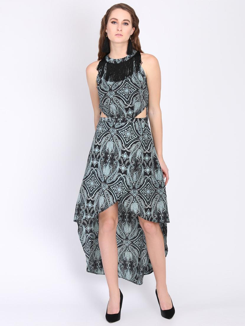 fringed embellished cut out detail asymmetric dress - 16804629 - Zoom Image - 1