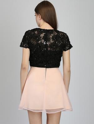 sequined laced a-line dress - 16804753 - Standard Image - 3