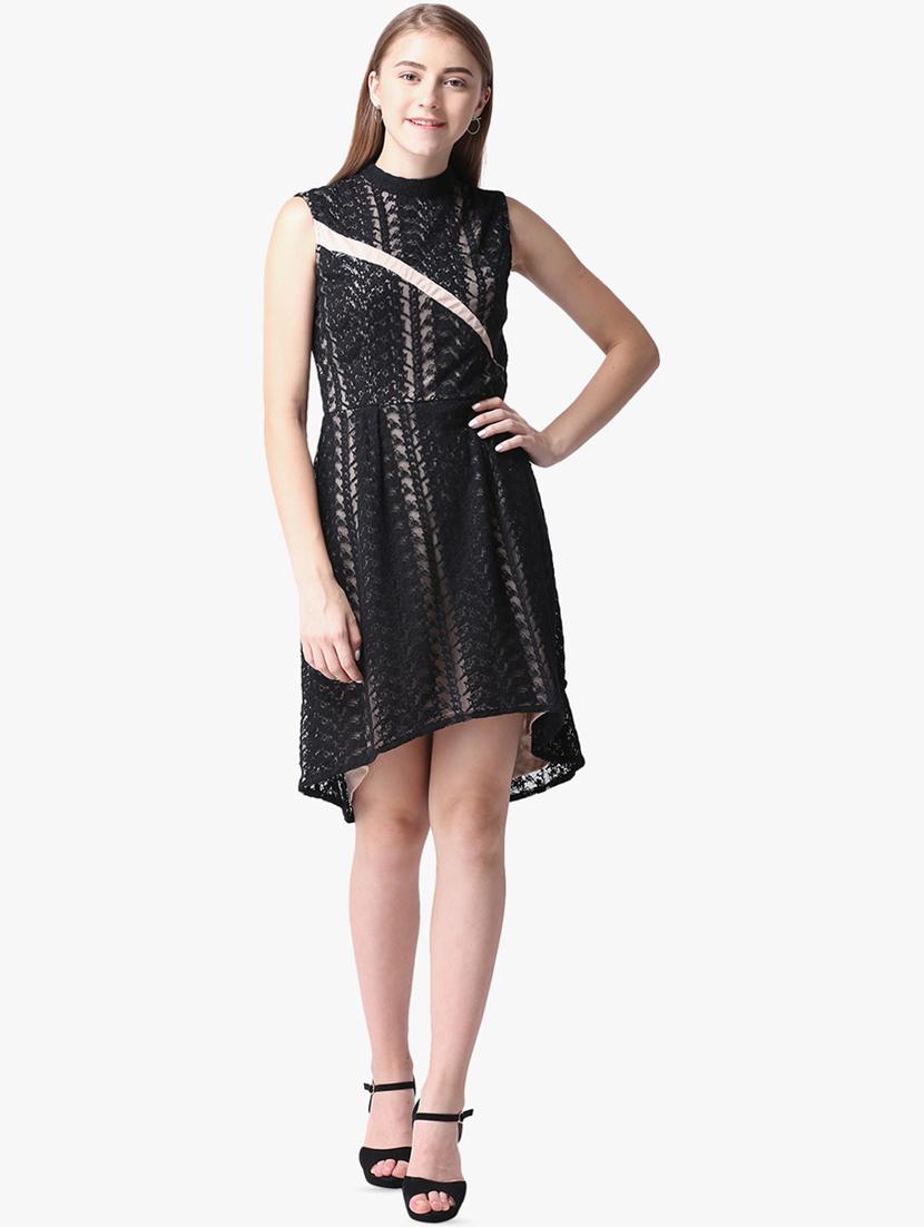 mock neck laced a-line dress - 16804767 - Zoom Image - 1