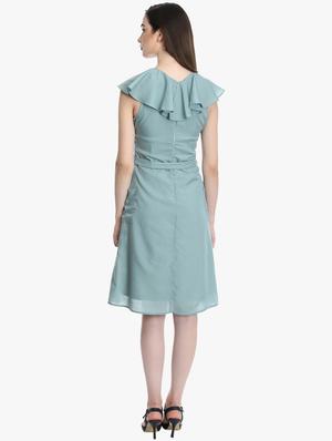 tie front ruffled neck a-line dress - 16804771 - Standard Image - 3