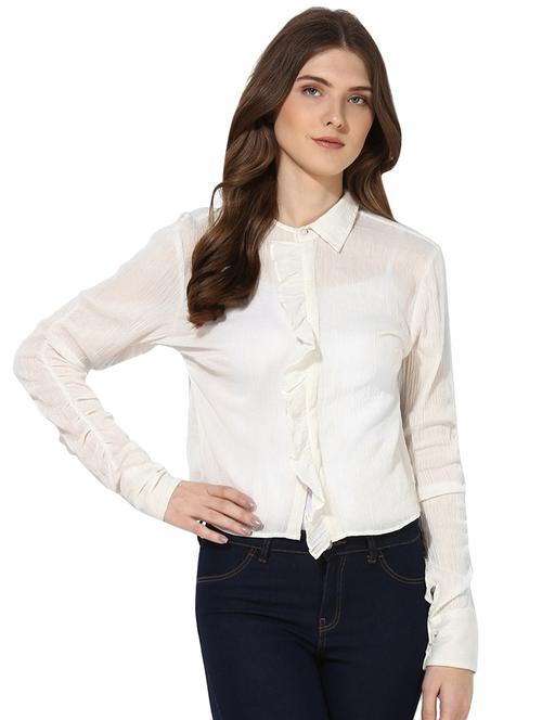 frill detail solid shirt - 16804822 - Standard Image - 1