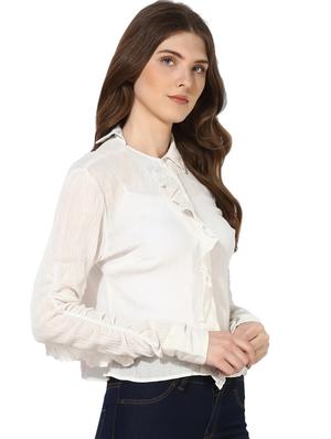 frill detail solid shirt - 16804822 - Standard Image - 2