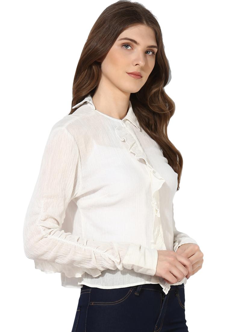 frill detail solid shirt - 16804822 - Zoom Image - 2