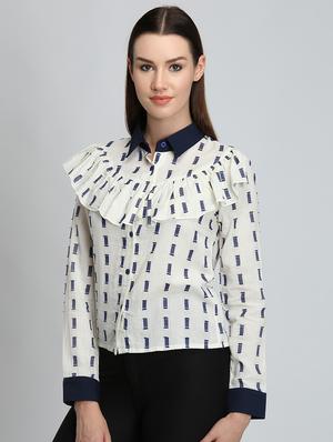 ruffle detail printed shirt - 16804830 - Standard Image - 2