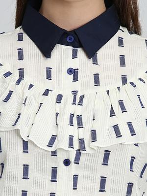 ruffle detail printed shirt - 16804830 - Standard Image - 5