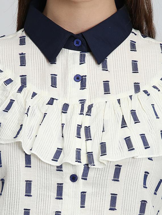 ruffle detail printed shirt - 16804830 - Zoom Image - 5