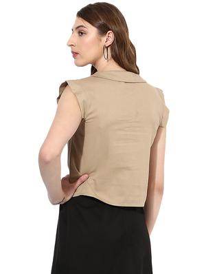 ruffled neck solid shirt - 16804910 - Standard Image - 3