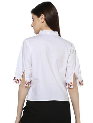 frill detail lace insert shirt - 16804914 - Standard Image - 3